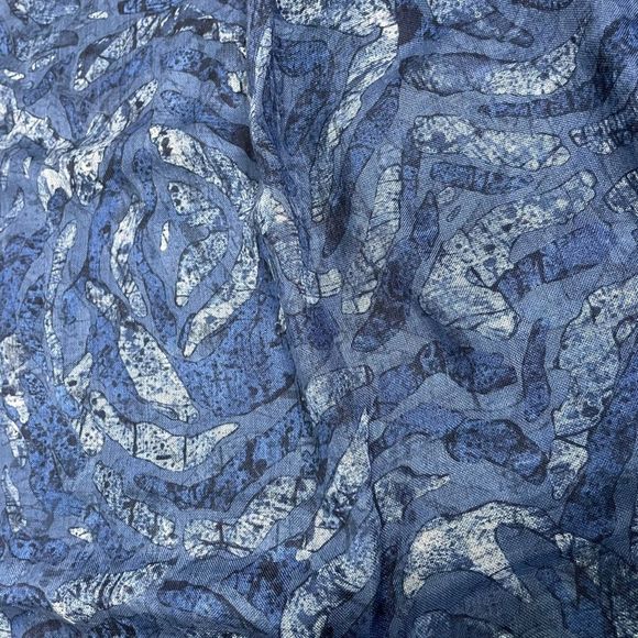 Ashley Ashoff Luxury Cashmere Silk Blend Scarf Blue Zebra Pattern Double Sided - Picture 7 of 9